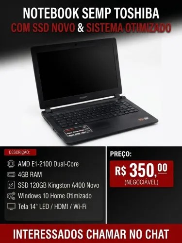 Notebook Semp Toshiba NA 1402 | SSD 120GB Kingston | Windows 10 - FAVOR LER A DESCRIÇÃO