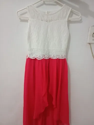 VESTIDO FESTA BRANCO E PINK - TAM 7 - IMPORTADO  