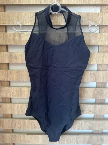 Body / collant ballet preto com gola alta