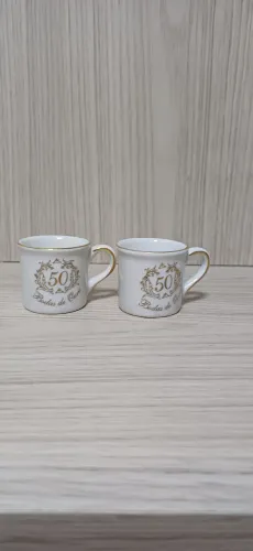 Kit 2 xicaras bodas de ouro 50 anos