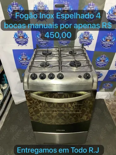 Entregamos! Fogão inox espelhado 4 bocas