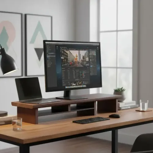 Suporte Monitor Pinus 110x22cm Premium Stand Desk Elevado
