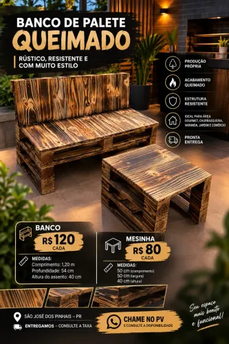 BANCOS DE PALETE QUEIMADO 
