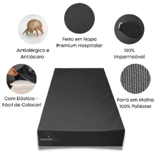 Capa para colchão de solteiro impermeável preta com elástico