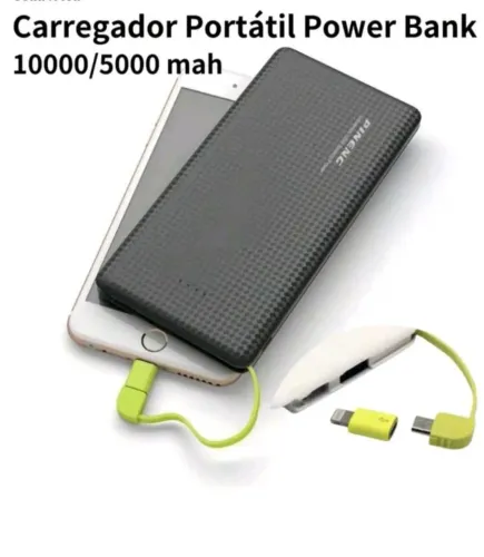 Carregador portátil power bank universal 10000mah cor branco 