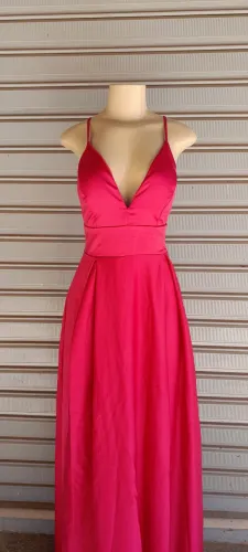 Vestido Longo Cetim Rosa