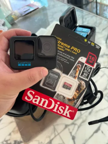 Câmera Gopro hero 10 black+Acessorios+2 baterias extra +Cartão SD 16gb