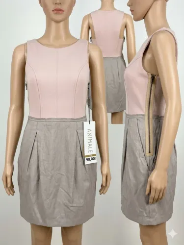 Vestido Animale - Lã fria e tecido com leve brilho na saia