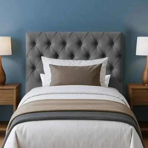 CABECEIRA BARCELONA SOLTEIRO ANAS BELLA VELUDO CINZA - OFERTA IMPERDÍVEL