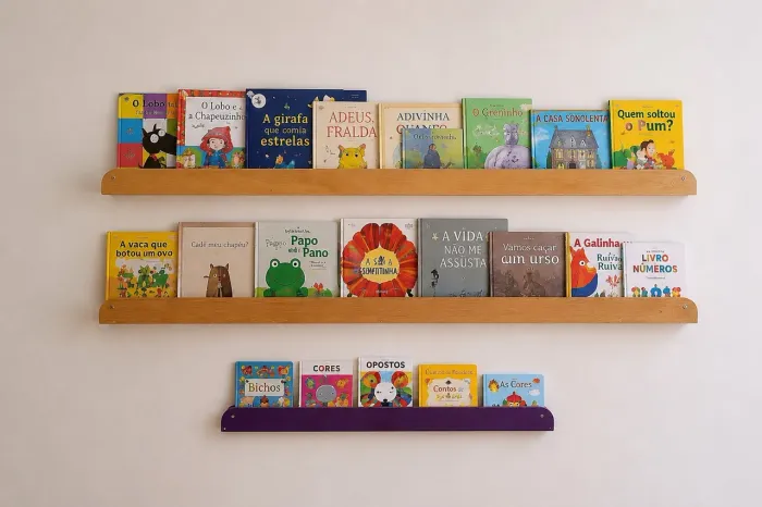 Prateleiras Expositoras para Livros Infantis - Kit com 3 Unidades