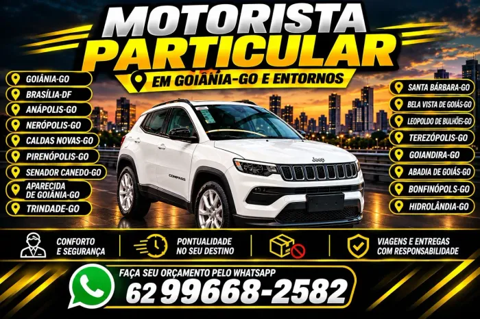 Motorista particular e pequenas viagens.
