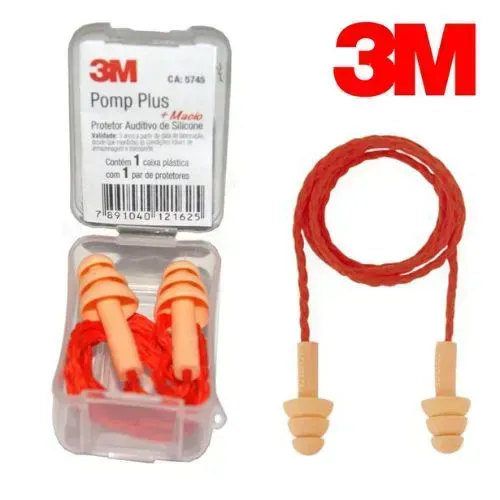 Pomp Plus 3m Protetor Auricular Em Silicone Cordão - 3 Unid