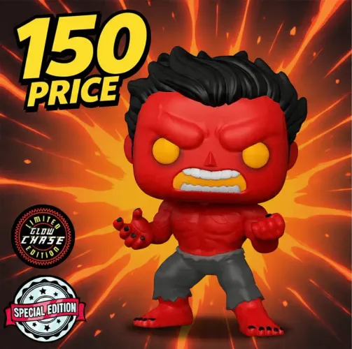 FUNKO POP CHASE MARVEL - RED HULK 854 GLOWS IN THE DARK NOVO ORIGINAL
