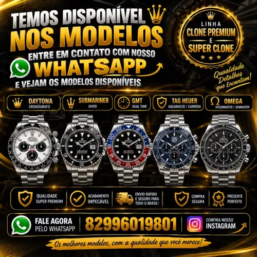 Vendo relógios Cartier, GMT, SUBMARINER, DAYTONA,OMEGA E TAG automáticos 