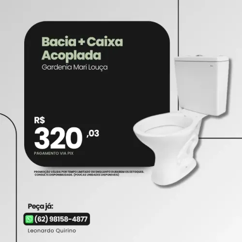 Vaso Sanitário com Caixa Acoplada Simples Gardenia Mari - Preço Especial
