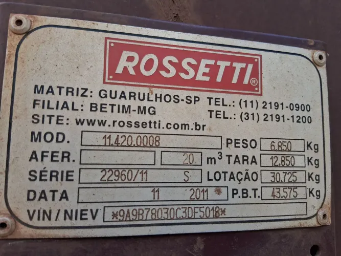 Carreta rossett 20m3 11 12
