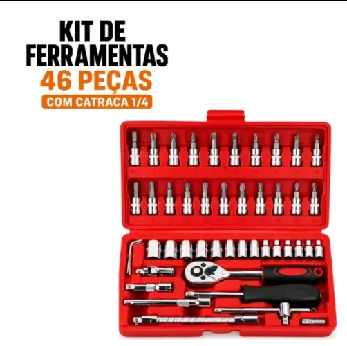 Kit de ferramentas de 46 peças com chave catraca