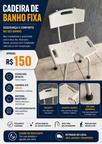 Cadeira de banho fixa
