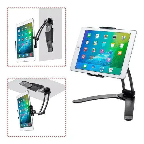 Suporte Articulado 2 em 1 Tablet iPad Kindle 7 a 11 Pol Mesa Parede IT-Blue LE-065 Preto