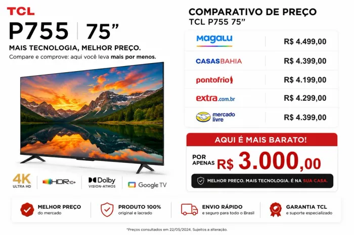 É PRA VENDER SÓ HOJE ! TV 75 NOVA !