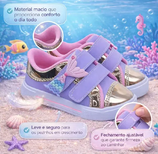 Tênis infantil menina sereia
