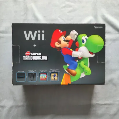 Caixa Vazia Nintendo Wii Preto New Super Mario Bros