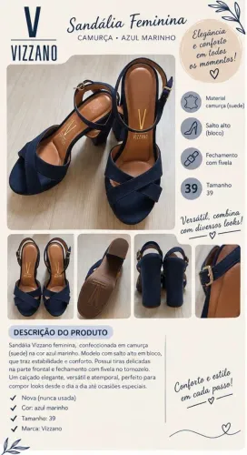 Sandália Vizzano Nova azul marinho 39