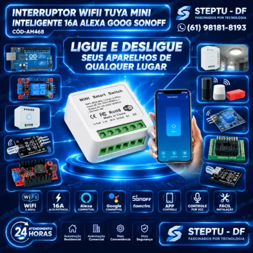 Interruptor Wifi Tuya Mini Inteligente 16a Alexa Goog Sonoff Arduino Automação COD-AM468