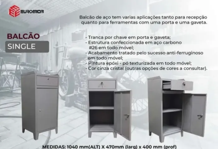 Balcão de Aço Novo - Euromob