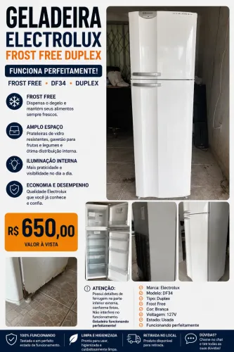 Geladeira Electrolux Frost Free Duplex DF34 Funcionando Perfeitamente