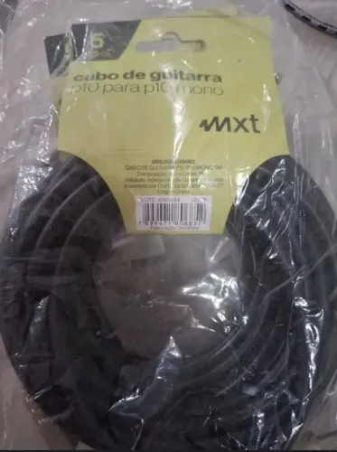 Cabo p10/p10 para guitarra ou violão elétrico,  6mm de expessura 5 metros