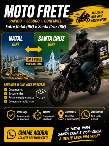 Serviço de moto frete entre as cidades de natal e santa cruz RN