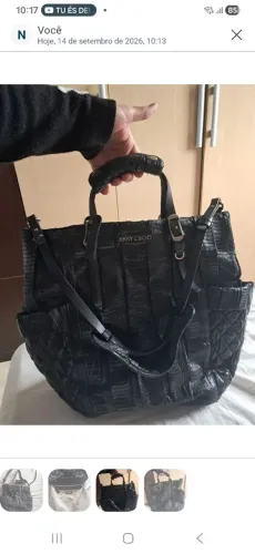 BOLSA TOTE JIMMY CHOO PYTHON PELE DE COBRA PRETA