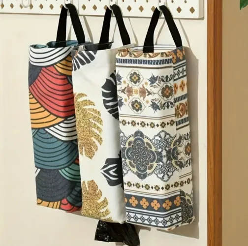 Kit 3 Suporte organizador para saco de lixo de cozinha suspenso.