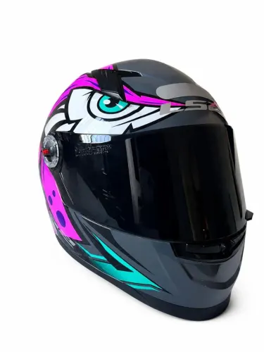 Capacete LS2 Coruja Cinza e ROSA