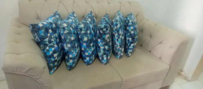 KIT COM 6 ALMOFADAS DECORATIVAS - AZUL GEOMÉTRICO