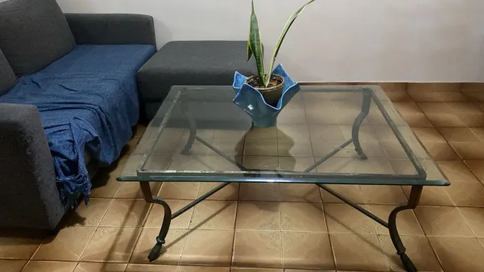 Mesa de centro vidro e ferro grande lindíssima 