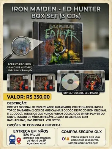 IRON MAIDEN - BOX ED HUNTER (CÓPIA DE COLECIONADOR - NUNCA TOCADA)