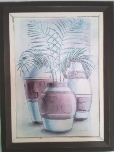 Quadro 3 jarros com planta