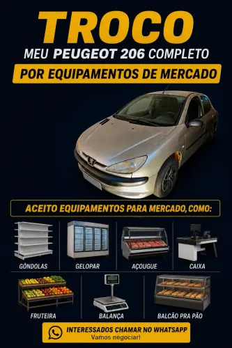 troco peugeot 206 completo por equipamentos de comércio