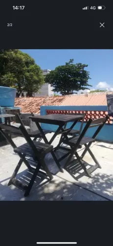 Kit mesas e cadeiras dobráveis