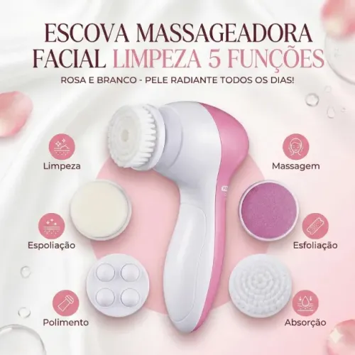 BEAUTY CARE MASSAGER com 5 Funções para Cuidados com a Pele e Limpeza Profunda