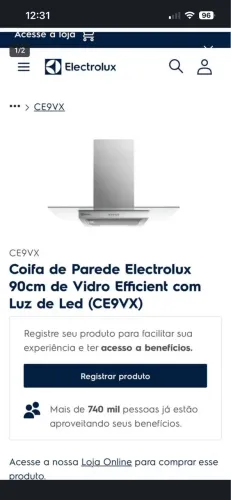 Coifa Electrolux zero