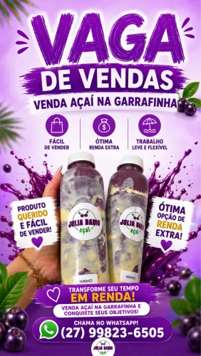 Vaga vendedor(a) de açaí na garrafinha
