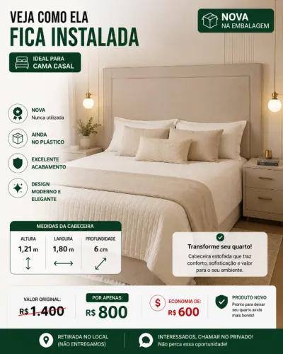 Cabeceira de Cama Casal - Nova na Embalagem