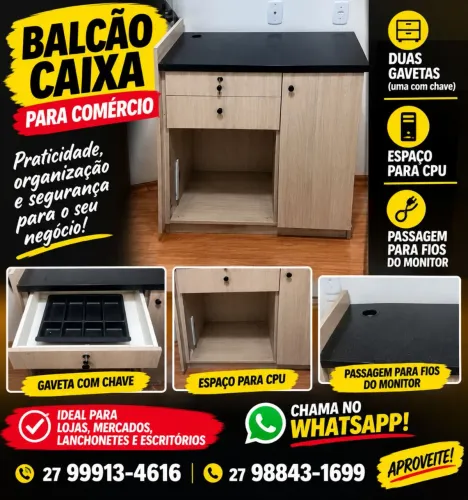 Balcão caixa para loja.