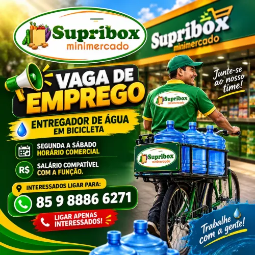 Vaga para entregador de água contratação imediata