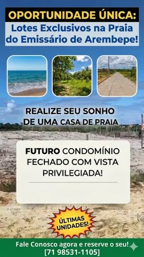 Vendo terreno em Arembepe com vista para o mar