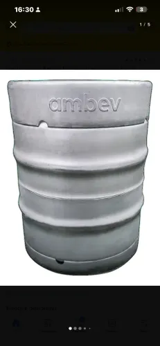 Barril Cerveja Ambev 50L Aço Inox Válvula Tipo S Chopp Brahma