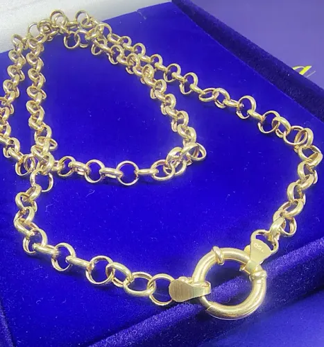 Corrente Colar Cordão Elos Português 5 mm Ouro 18 Kilates Peso 11.90 Gramas 50 Cm Fio 5 mm